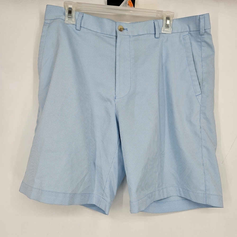 Peter Millar Shorts Mens 35 Chino Casual Blue White Wicking Golf Outdoors